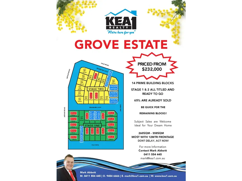 GROVE ESTATE - STAGE 2 NOW SELLING