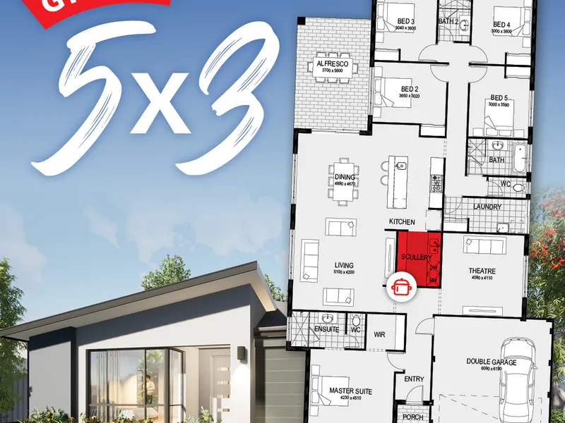 The Mammoth 5 bedroom 3 bathroom with everything including the scullery sink!