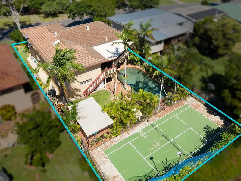 Elevated Family Home with Half Tennis Court